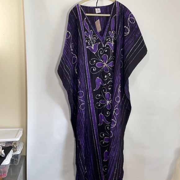 la la leela Other - LA LA LEELA batik floral cotton caftan dress cover
